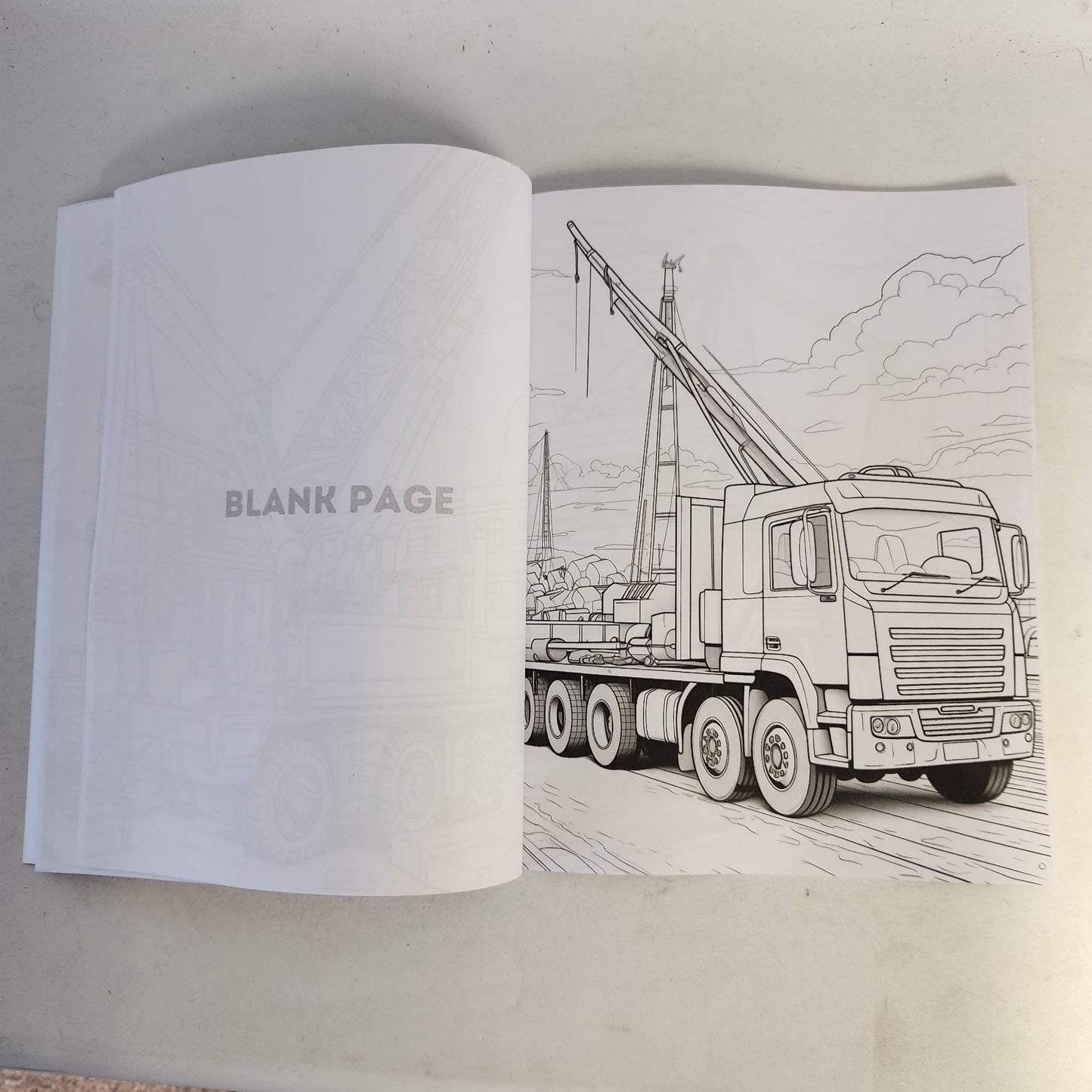 Construction Colouring Book for Adults & Teens. Black and White Designs. 40 Unique Designs. 8.5x11"