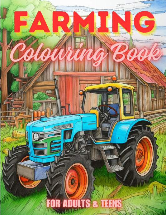 Farming Colouring Book for Adults & Teens. Black and White. 40 Unique Designs. 8.5x11"