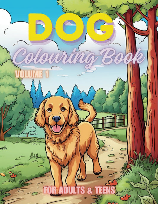 Dog Colouring Book for Adults & Teens. Black and White. 40 Unique Designs. 8.5x11"